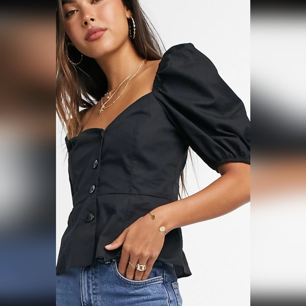 ASOS Design sweetheart neckline button through blouse, size 12, like new